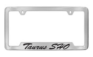 Ford Taurus Sho Script Bottom Engraved Chrome Plated Solid Brass License Plate Frame Holder with Black Imprint