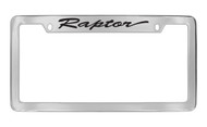 Ford Raptor Script Top Engraved Chrome Plated Solid Brass License Plate Frame Holder with Black Imprint