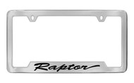 Ford Raptor Script Bottom Engraved Chrome Plated Solid Brass License Plate Frame Holder with Black Imprint