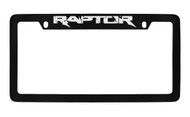Ford Raptor Top Engraved Black Coated Zinc License Plate Frame Holder with Silver Imprint