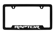 Ford Raptor Bottom Engraved Black Coated Zinc License Plate Frame Holder with Silver Imprint