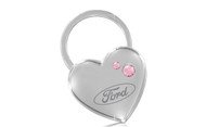 Ford Heart Shape with 2 Pink Crystals In a Black Gift Box.