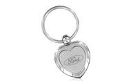 Ford Chrome On Chrome Heart Emblem Keychain In a Black Gift Box