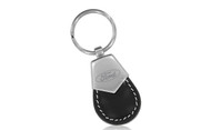 Ford Black Tear Shaped Leather Keychain with Brush Satin Top Keychain In a Black Gift Box