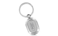 Ford Chrome On Chrome Oval Shape Keychain with Insert In a Black Gift Box