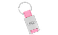 Ford Rectangular Shaped Keychain with Pink Leather Strap In a Black Gift Box