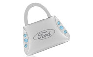 Ford Purse Shape Keychain with Blue Crystals In a Black Gift Box.