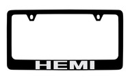 Dodge Hemi Black Coated Zinc License Plate Frame Holder with Silver Imprint