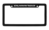 Dodge Durango Black Coated Zinc Top Engraved License Plate Frame Holder with Silver Imprint