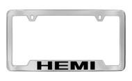 Dodge Hemi Chrome Plated Solid Brass Bottom Engraved License Plate Frame Holder with Black Imprint