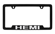 Dodge Hemi Black Coated Zinc Bottom Engraved License Plate Frame Holder with Silver Imprint