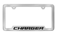Dodge Charger Chrome Plated Solid Brass Bottom Engraved License Plate Frame Holder with Black Imprint