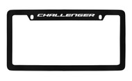 Dodge Challenger Black Coated Zinc Top Engraved License Plate Frame Holder with Silver Imprint