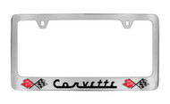 Chevy Corvette C1 Design Chrome Plated Solid Brass License Plate Frame Holder