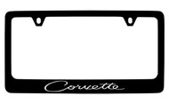 Chevy Corvette C2 Design Black Coated Zinc License Plate Frame Holder with Silver Imprint