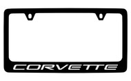 Chevy Corvette C5 Design Black Coated Zinc License Plate Frame Holder with Silver Imprint