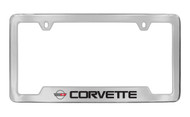 Chevy Corvette C4 Design Bottom Engraved Chrome Plated Solid Brass License Plate Frame Holder