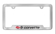 Chevy Corvette C3 Design Bottom Engraved Chrome Plated Solid Brass License Plate Frame Holder