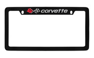 Chevy Corvette C3 Design Top Engraved Black Coated Zinc License Plate Frame Holder