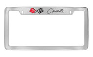 Chevy Corvette C2 Design Top Engraved Chrome Plated Solid Brass License Plate Frame Holder