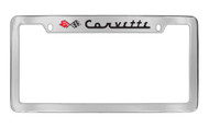 Chevy Corvette C1 Design Top Engraved Chrome Plated Solid Brass License Plate Frame Holder