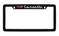Chevy Corvette C1 Design Top Engraved Black Coated Zinc License Plate Frame Holder