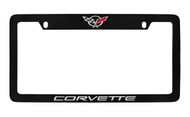 Chevy Corvette C5 Design Top Engraved Black Coated Zinc License Plate Frame Holder