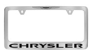 Chrysler Chrome Plated Solid Brass License Plate Frame Holder with Black Imprint