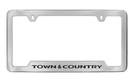 Chrysler Town & Country Chrome Plated Solid Brass Bottom Engraved License Plate Frame Holder with Black Imprint