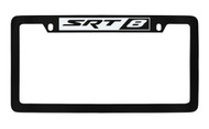 Chrysler SRT 8 Black Coated Zinc Top Engraved License Plate Frame Holder with Silver Imprint