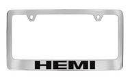 Hemi Chrome Plated Solid Brass License Plate Frame Holder with Black Imprint