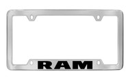 Ram Bottom Engraved Chrome Plated Solid Brass License Plate Frame Holder with Black Imprint