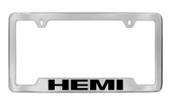 Hemi Bottom Engraved Chrome Plated Solid Brass License Plate Frame Holder with Black Imprint