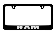 Ram Black Coated Zinc License Plate Frame Holder with Silver Imprint