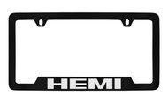 Ram Hemi Top Engraved Black Coated Zinc License Plate Frame Holder with Silver Imprint