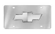 Chevrolet 3D Bowtie Logo Chrome Plated Solid Zinc Emblem Attached To a Stainless Steel Plate