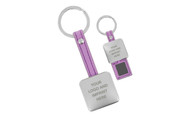 Purple Leather Square Emblempicture Key Chain