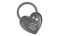 Black Nickel Heart Shape Key Chain Embellished with dazzling Crystals