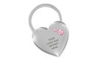Chrome Heart Shape Key Chain Embellished with dazzling Crystals (KCYH-P300)