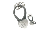 Nickel Plating Heart Shape Grey Pvc Key Holder With5Pcs Ring In Black Gift Box