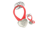 Nickel Plating Heart Shape Red Pvc Key Holder With5Pcs Ring In Black Gift Box