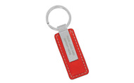Red Leather Rectangular Key Chain with Matt Chrome Imprint Area
