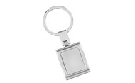 Satin Silver Square Rectangle Curved Key Chain