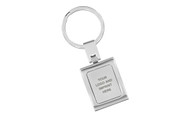 Stubby Satin Silver Square Shape Key Chain Change To Stainless Steel Plate Change To RF-33mm Flat Key Ring with Black Gift Box