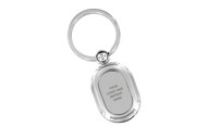 Silver Tone Oval Nickel Rimmed Rectangular Key Chain with Black Gift Box