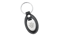 Brush Finish Stainless Steel Oval Plate with Leather Key Chain