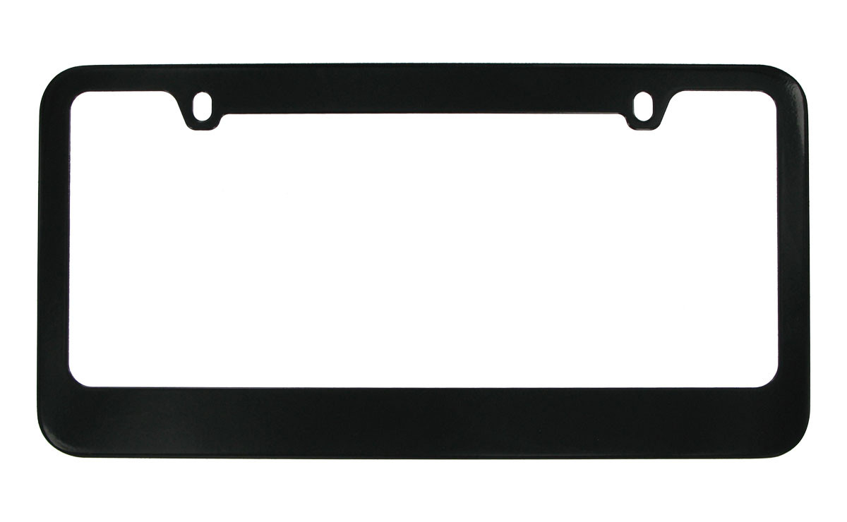 Black Powder Coated Stamped Steel License Plate Frame 2 Hole