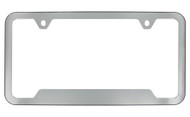 Chrome Plated with Blue Inside Thin Top Plastic License Plate Frame 2 Hole