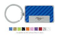 Ford Mustang Logo Carbon Fiber Vinyl Inlay Rectangle Key Chain