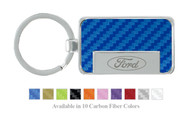 Ford Logo Carbon Fiber Vinyl Inlay Rectangle Key Chain